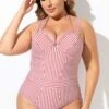 Vintage Red Stripe Underwire One Piece Swimsuit 1 Vintage Red Stripe Underwire One Piece Swimsuit -Maraluxe Swimwear Shop b deop214001 1