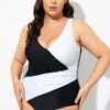Black And White Plunge V-neckline One Piece Swimsuit -Maraluxe Swimwear Shop b deop26800