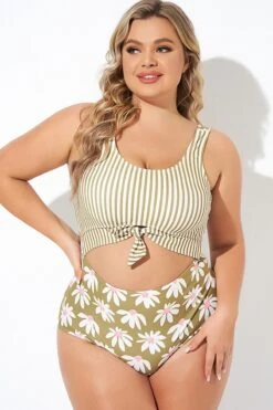 Cactus Stripe Daisy Knotted One Piece Swimsuit 11 Cactus Stripe Daisy Knotted One Piece Swimsuit -Maraluxe Swimwear Shop b deop271001 4