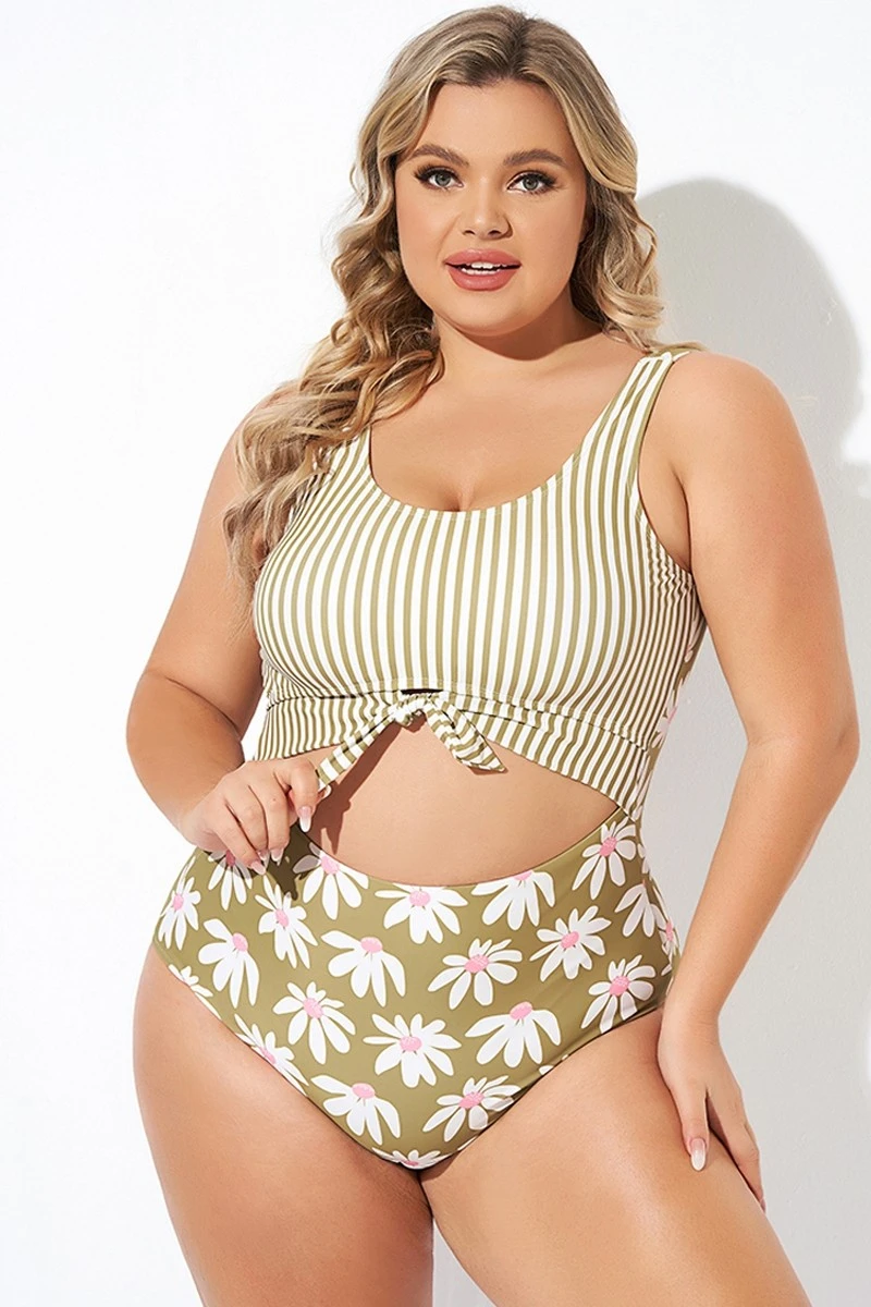 Cactus Stripe Daisy Knotted One Piece Swimsuit 7 Cactus Stripe Daisy Knotted One Piece Swimsuit - Image 5