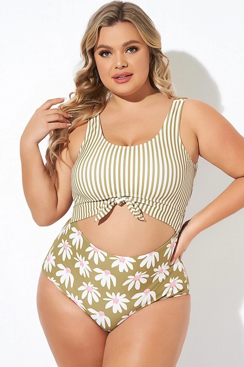 Cactus Stripe Daisy Knotted One Piece Swimsuit 8 Cactus Stripe Daisy Knotted One Piece Swimsuit - Image 6