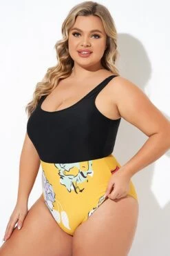 Floral Print Cutout Low Waist One Piece Swimsuit -Maraluxe Swimwear Shop b deop273001 3