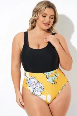Floral Print Cutout Low Waist One Piece Swimsuit -Maraluxe Swimwear Shop b deop273001 4
