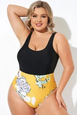 Floral Print Cutout Low Waist One Piece Swimsuit -Maraluxe Swimwear Shop b deop273001 5