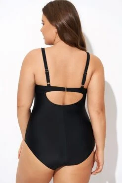 Black Flower Adjustable Straps Cut Out Front One Piece Swimsuit 9 Black Flower Adjustable Straps Cut Out Front One Piece Swimsuit -Maraluxe Swimwear Shop b deop275001 2