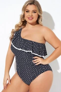 One Shoulder Ruffles Asymmetrical One Piece Swimsuit -Maraluxe Swimwear Shop b deop279001 6
