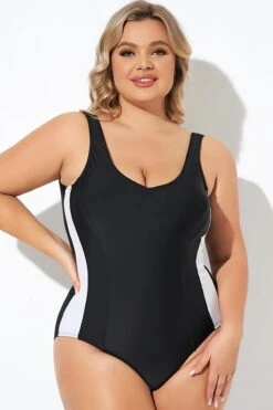 Black And White White Inserts Lady One Piece Swimsuit -Maraluxe Swimwear Shop b deop280001 1