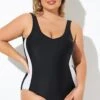 Black And White White Inserts Lady One Piece Swimsuit 1 Black And White White Inserts Lady One Piece Swimsuit -Maraluxe Swimwear Shop b deop280001 1 2