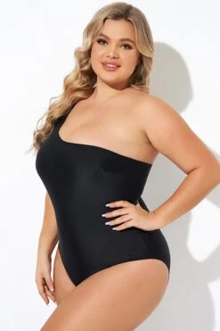 Black Flutter Sleeve One Shoulder One Piece Swimsuit -Maraluxe Swimwear Shop b deop283001 6
