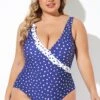 Navy Polka Dot Frill One Piece Swimsuit -Maraluxe Swimwear Shop b deop284001 3