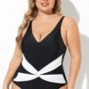 Black And White Twist Front One Piece Swimsuit -Maraluxe Swimwear Shop b deop285001 1