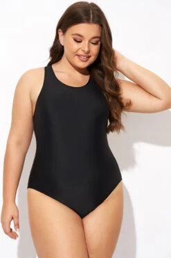 Black High Neck High Legline One Piece Swimsuit -Maraluxe Swimwear Shop b deop289001 4