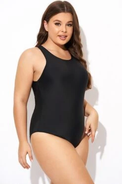 Black High Neck High Legline One Piece Swimsuit -Maraluxe Swimwear Shop b deop289001 6
