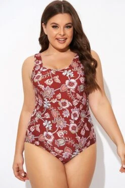 Flower Scoop Neck And Back One Piece Swimsuit -Maraluxe Swimwear Shop b deop291001 3
