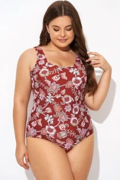 Flower Scoop Neck And Back One Piece Swimsuit -Maraluxe Swimwear Shop b deop291001 4