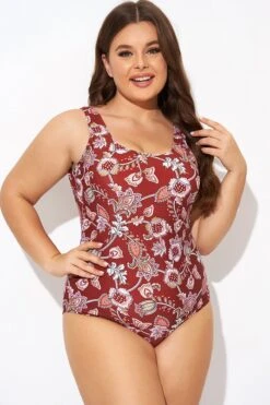 Flower Scoop Neck And Back One Piece Swimsuit -Maraluxe Swimwear Shop b deop291001 5