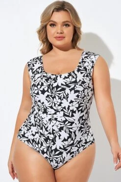 Tummy Control Cap Sleeve X-Back One Piece Swimsuit 12 Tummy Control Cap Sleeve X-Back One Piece Swimsuit -Maraluxe Swimwear Shop b deop292001 5
