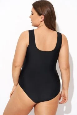 Black Mesh Rounded Back Neckline One Piece Swimsuit 9 Black Mesh Rounded Back Neckline One Piece Swimsuit -Maraluxe Swimwear Shop b deop294001 2