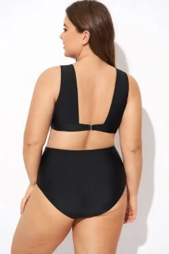 Black Cut Out Plunge Back Hook One Piece Swimsuit -Maraluxe Swimwear Shop b deop299001 2