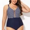 Stripe Plunge Deep V Neck One Piece Swimsuit -Maraluxe Swimwear Shop b deop300001 1 1