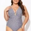 Gingham V-neck Low-cut Leg One Piece Swimsuit -Maraluxe Swimwear Shop b deop301001 1 1