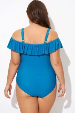 Ruffled V-neckline Adjustable Shoulder Straps One Piece Swimsuit -Maraluxe Swimwear Shop b deop304001 2