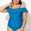 Ruffled V-neckline Adjustable Shoulder Straps One Piece Swimsuit -Maraluxe Swimwear Shop b deop304001 5