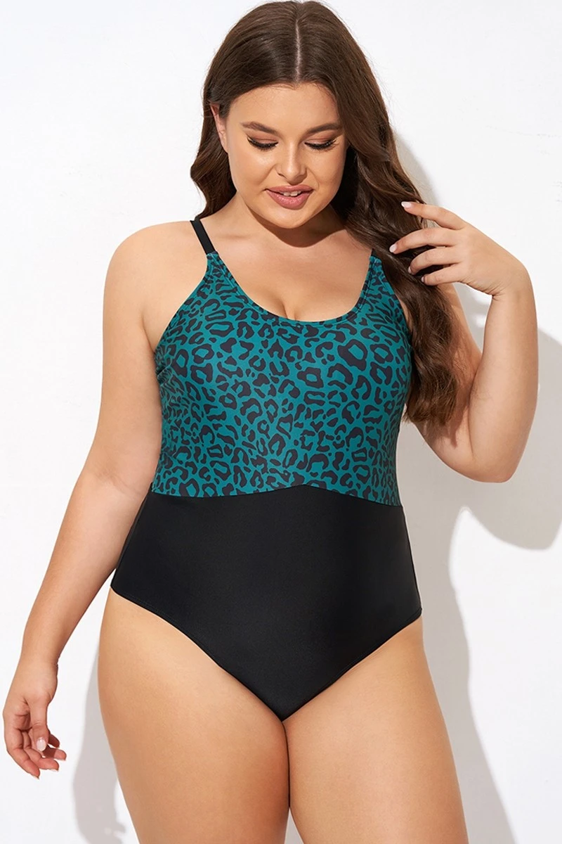 Green Leopard Print Back Cut Out One Piece Swimsuit 5 Green Leopard Print Back Cut Out One Piece Swimsuit - Image 3