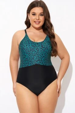 Green Leopard Print Back Cut Out One Piece Swimsuit 11 Green Leopard Print Back Cut Out One Piece Swimsuit -Maraluxe Swimwear Shop b deop306001 4