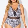 Plunging V-front And Back Mesh One Piece Swimsuit -Maraluxe Swimwear Shop b deop309001 1