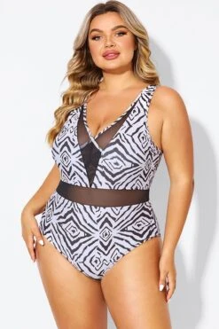 Plunging V-front And Back Mesh One Piece Swimsuit -Maraluxe Swimwear Shop b deop309001 5