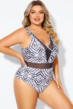 Plunging V-front And Back Mesh One Piece Swimsuit -Maraluxe Swimwear Shop b deop309001 6