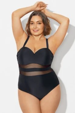 Plus Size Mesh Stitching Sling One Piece Swimsuit -Maraluxe Swimwear Shop b deop314001 4