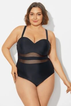 Plus Size Mesh Stitching Sling One Piece Swimsuit -Maraluxe Swimwear Shop b deop314001 5