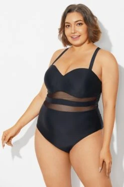 Plus Size Mesh Stitching Sling One Piece Swimsuit -Maraluxe Swimwear Shop b deop314001 6