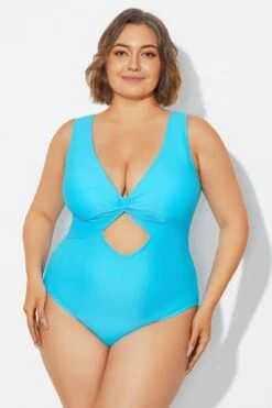 Blue Twist Knot Shimmer One Piece Swimsuit -Maraluxe Swimwear Shop b deop315001 4