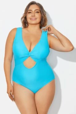 Blue Twist Knot Shimmer One Piece Swimsuit -Maraluxe Swimwear Shop b deop315001 5