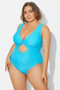 Blue Twist Knot Shimmer One Piece Swimsuit -Maraluxe Swimwear Shop b deop315001 6
