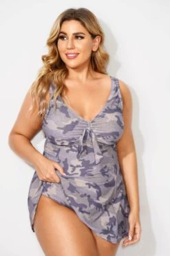 Fashionable Camouflage Sweetheart Neckline Women Swimdress -Maraluxe Swimwear Shop b desd001001 3