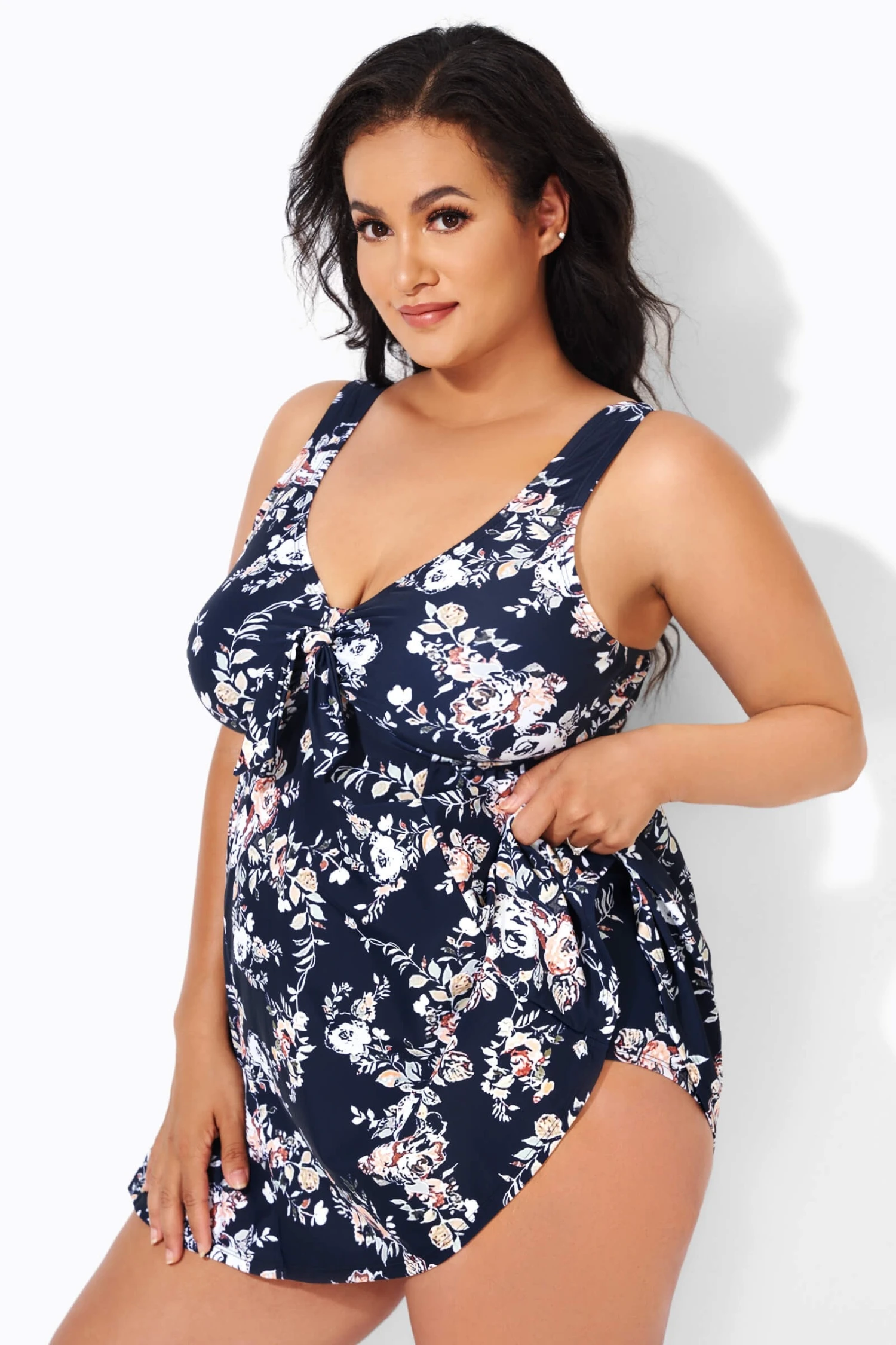 Floral Print Lotus Tie Front Women's Swimdress 4 Floral Print Lotus Tie Front Women's Swimdress - Image 2
