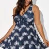 Dusty Blue Floral Print V-Neck Swimdress -Maraluxe Swimwear Shop b desd001009 11