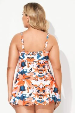 Sweetheart Neckline Flower Backless Tie Front Swimdress -Maraluxe Swimwear Shop b desd006002 2