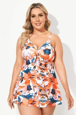 Sweetheart Neckline Flower Backless Tie Front Swimdress -Maraluxe Swimwear Shop b desd006002 4