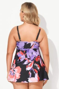 Flower Printed Backless Tummy Control Swimdress -Maraluxe Swimwear Shop b desd006005 3