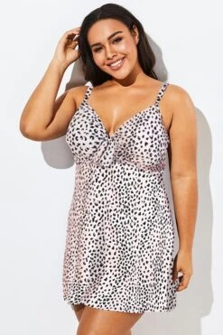 Leopard Tie Front V-neck Swimdress For Women -Maraluxe Swimwear Shop b desd006007 33