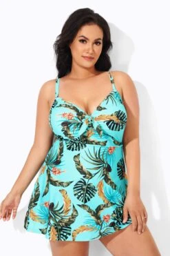 Sweetheart Neckline Print Tie Front Underwire Swimdress -Maraluxe Swimwear Shop b desd006008 2