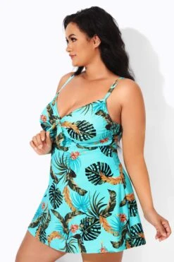 Sweetheart Neckline Print Tie Front Underwire Swimdress -Maraluxe Swimwear Shop b desd006008 3