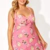 Flower Printed Self-tie Lovely Halter Swimdress -Maraluxe Swimwear Shop b desd013002 1