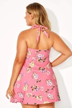 Flower Printed Self-tie Lovely Halter Swimdress -Maraluxe Swimwear Shop b desd013002 4