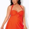 Orange Sweetheart NecklineTie-front Halter Swimdress -Maraluxe Swimwear Shop b desd013004 1 1